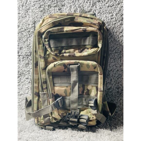 Expandable Tactical Backpack Day Bag Camouflage Green Military Hiking Bag - Picture 1 of 12